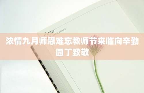 浓情九月师恩难忘教师节来临向辛勤园丁致敬