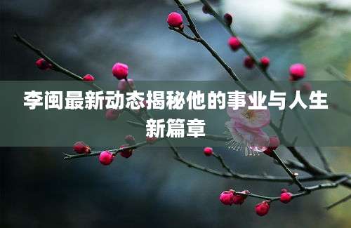 李闽最新动态揭秘他的事业与人生新篇章
