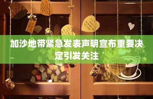 加沙地带紧急发表声明宣布重要决定引发关注