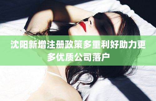 沈阳新增注册政策多重利好助力更多优质公司落户