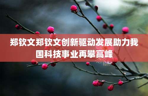 郑钦文郑钦文创新驱动发展助力我国科技事业再攀高峰