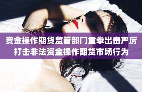 资金操作期货监管部门重拳出击严厉打击非法资金操作期货市场行为