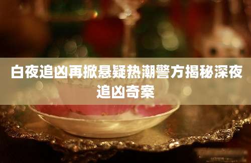 白夜追凶再掀悬疑热潮警方揭秘深夜追凶奇案