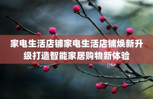 家电生活店铺家电生活店铺焕新升级打造智能家居购物新体验