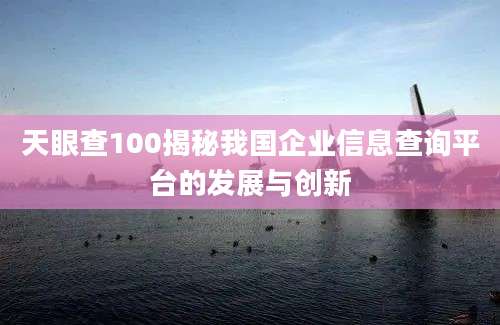 天眼查100揭秘我国企业信息查询平台的发展与创新