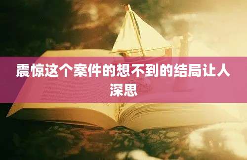 震惊这个案件的想不到的结局让人深思