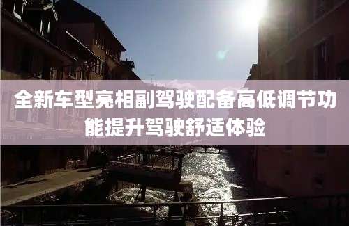 全新车型亮相副驾驶配备高低调节功能提升驾驶舒适体验