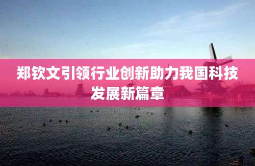 郑钦文引领行业创新助力我国科技发展新篇章
