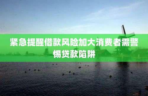 紧急提醒借款风险加大消费者需警惕贷款陷阱