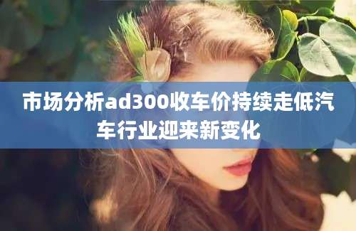 市场分析ad300收车价持续走低汽车行业迎来新变化