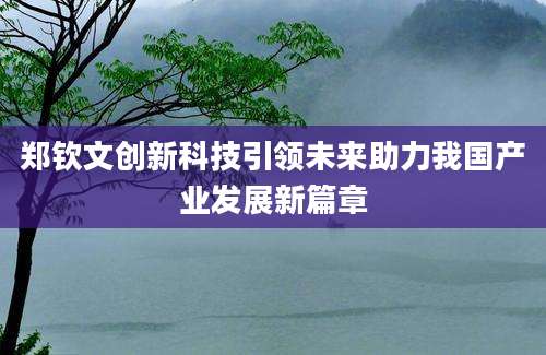 郑钦文创新科技引领未来助力我国产业发展新篇章