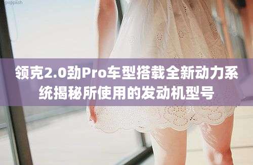 领克2.0劲Pro车型搭载全新动力系统揭秘所使用的发动机型号