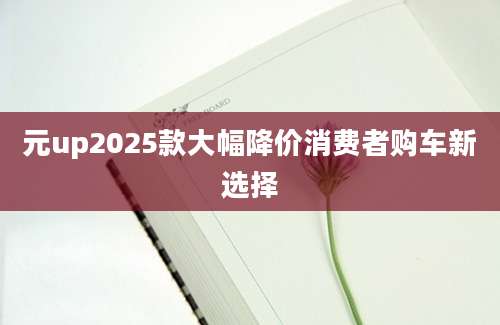元up2025款大幅降价消费者购车新选择