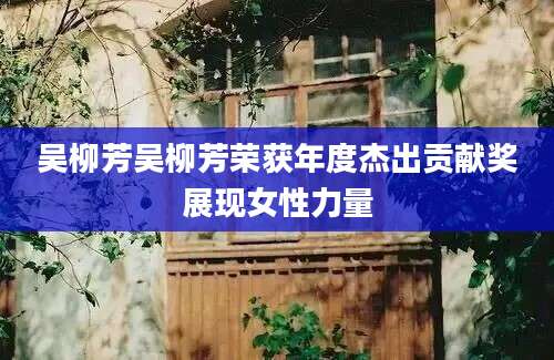 吴柳芳吴柳芳荣获年度杰出贡献奖展现女性力量