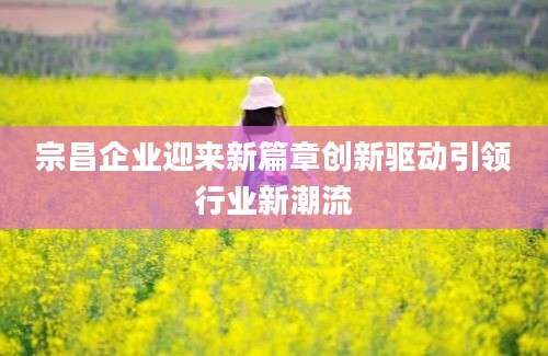 宗昌企业迎来新篇章创新驱动引领行业新潮流