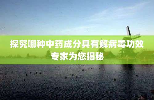 探究哪种中药成分具有解病毒功效专家为您揭秘