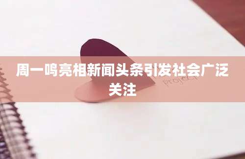 周一鸣亮相新闻头条引发社会广泛关注