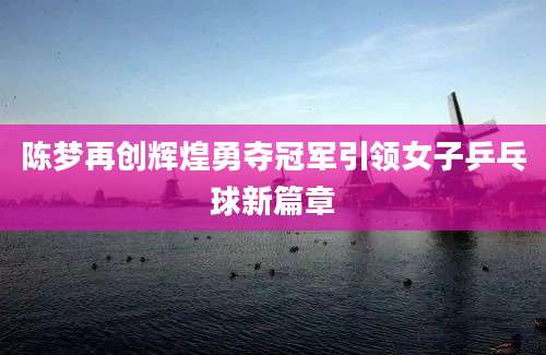 陈梦再创辉煌勇夺冠军引领女子乒乓球新篇章