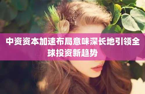 中资资本加速布局意味深长地引领全球投资新趋势
