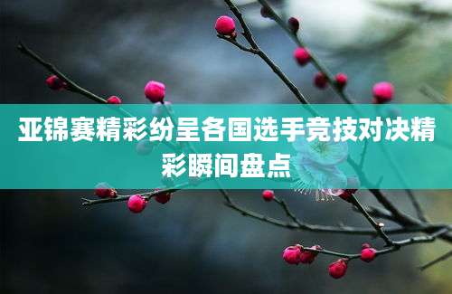 亚锦赛精彩纷呈各国选手竞技对决精彩瞬间盘点