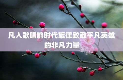 凡人歌唱响时代旋律致敬平凡英雄的非凡力量