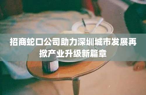 招商蛇口公司助力深圳城市发展再掀产业升级新篇章