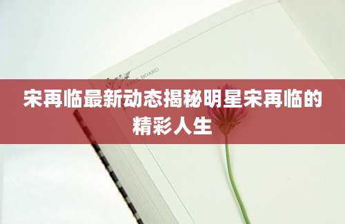 宋再临最新动态揭秘明星宋再临的精彩人生
