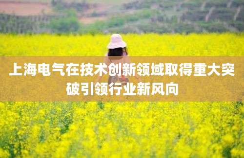 上海电气在技术创新领域取得重大突破引领行业新风向