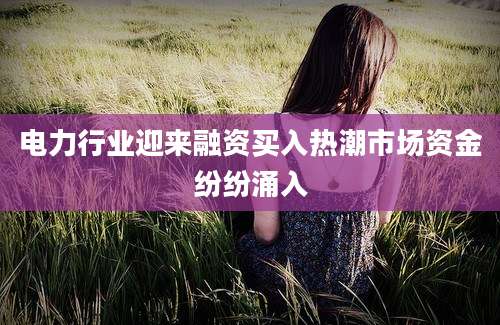 电力行业迎来融资买入热潮市场资金纷纷涌入