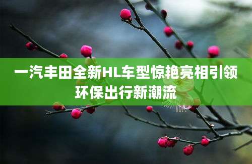 一汽丰田全新HL车型惊艳亮相引领环保出行新潮流