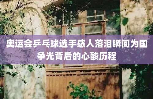 奥运会乒乓球选手感人落泪瞬间为国争光背后的心酸历程