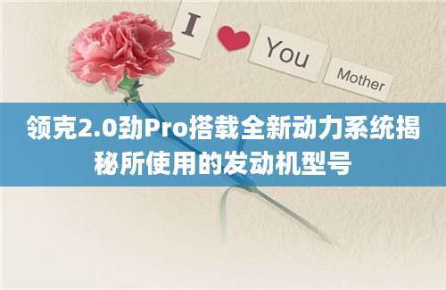 领克2.0劲Pro搭载全新动力系统揭秘所使用的发动机型号