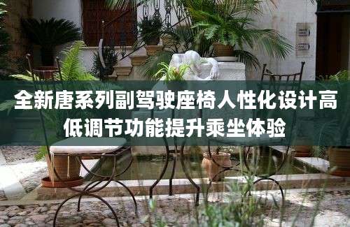 全新唐系列副驾驶座椅人性化设计高低调节功能提升乘坐体验