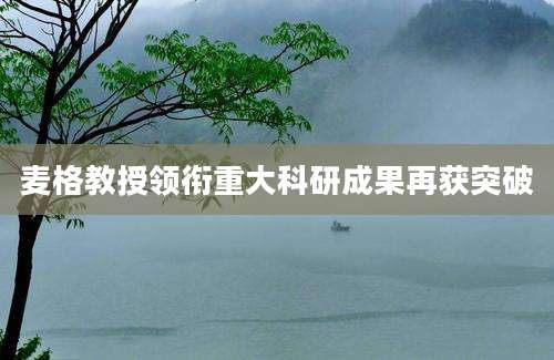麦格教授领衔重大科研成果再获突破