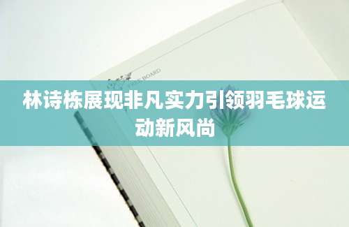 林诗栋展现非凡实力引领羽毛球运动新风尚