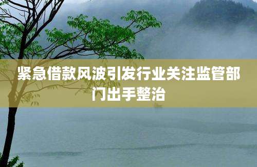 紧急借款风波引发行业关注监管部门出手整治