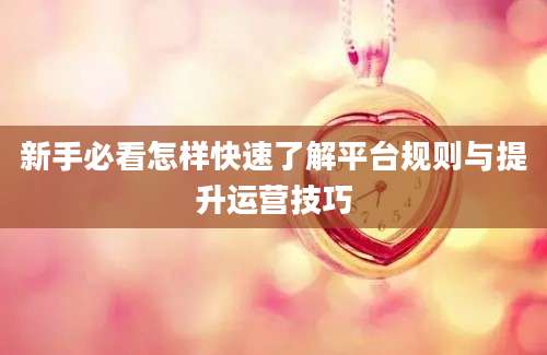新手必看怎样快速了解平台规则与提升运营技巧