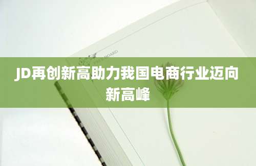 JD再创新高助力我国电商行业迈向新高峰