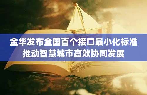 金华发布全国首个接口最小化标准推动智慧城市高效协同发展
