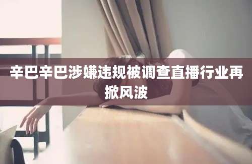 辛巴辛巴涉嫌违规被调查直播行业再掀风波