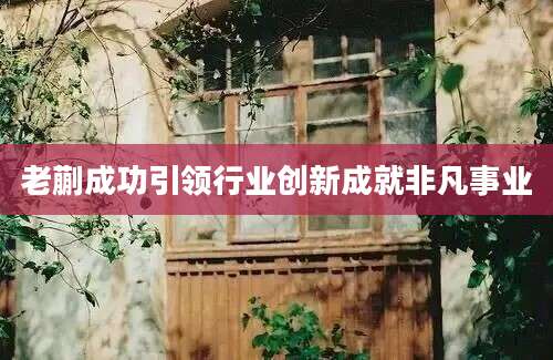 老蒯成功引领行业创新成就非凡事业